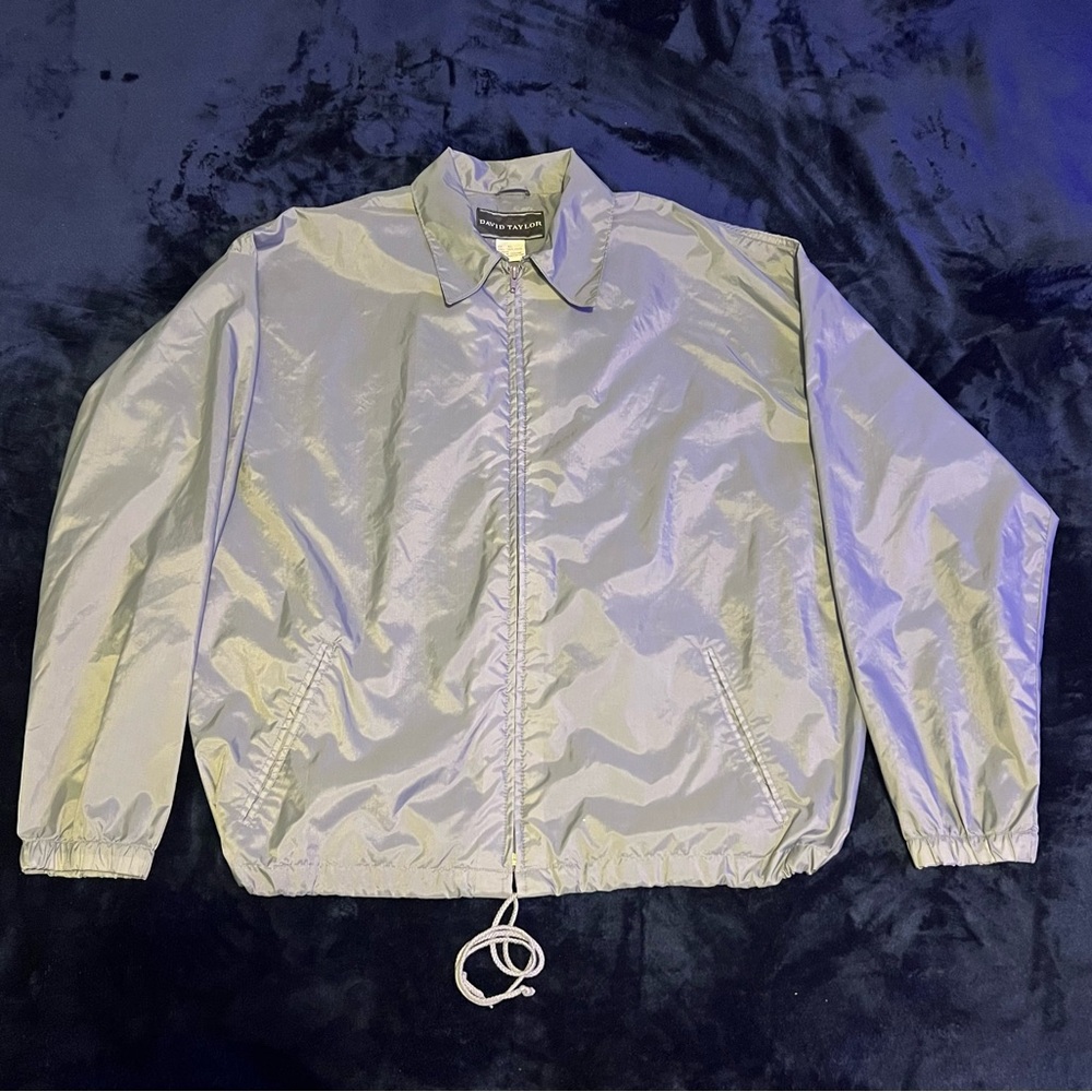 Vintage David Taylor Gray Lined Wind Breaker Sport Jacket XLarge Windbreaker